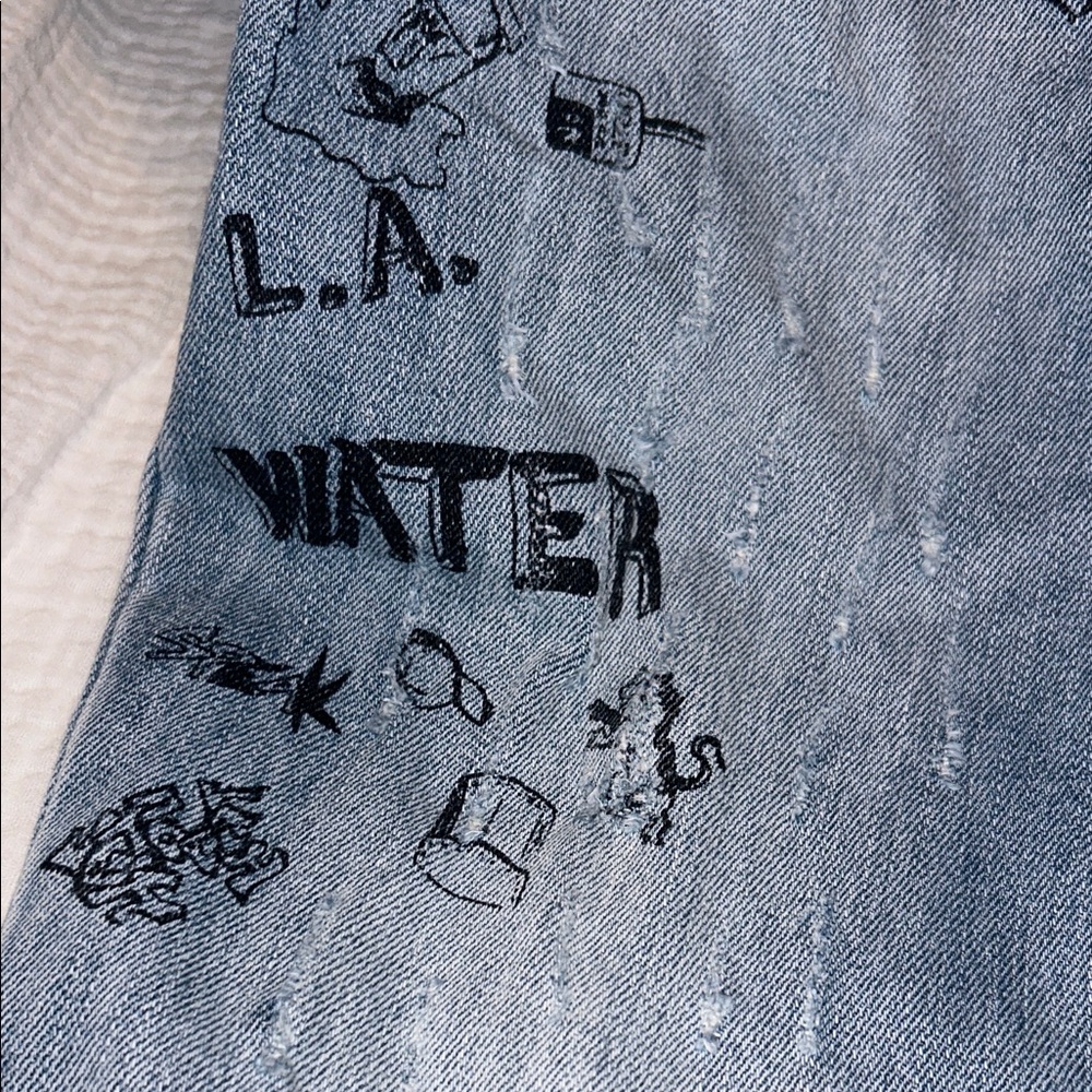 PacSun Mens Graffiti Jeans Black Graphics 31 x 32 Comfort Stretch Skinny Skater - Picture 11 of 14